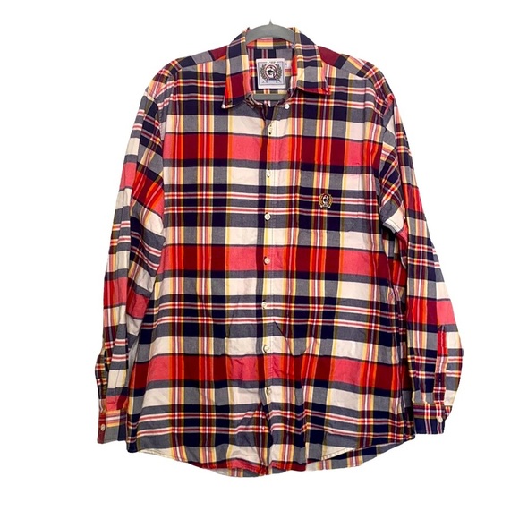 Cinch Men's Red/Blue Plaid Print Long Sleeve Button Down Shirt size Large - Picture 1 of 8